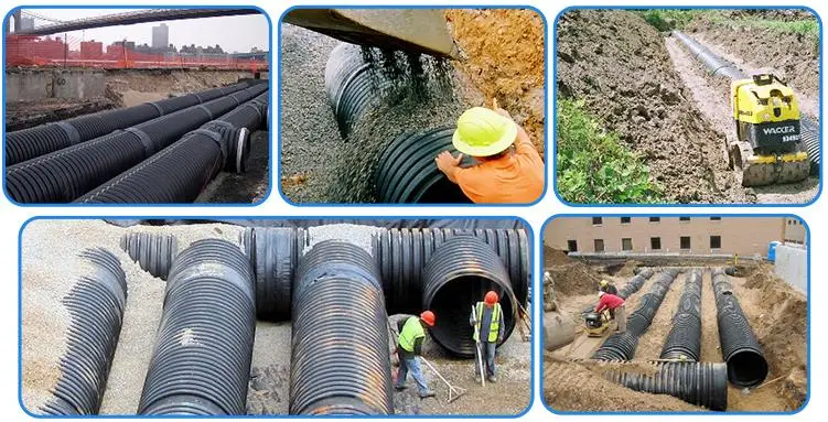 New Raw Material HDPE Double Wall Corrugated Drainage Water PE Pipe