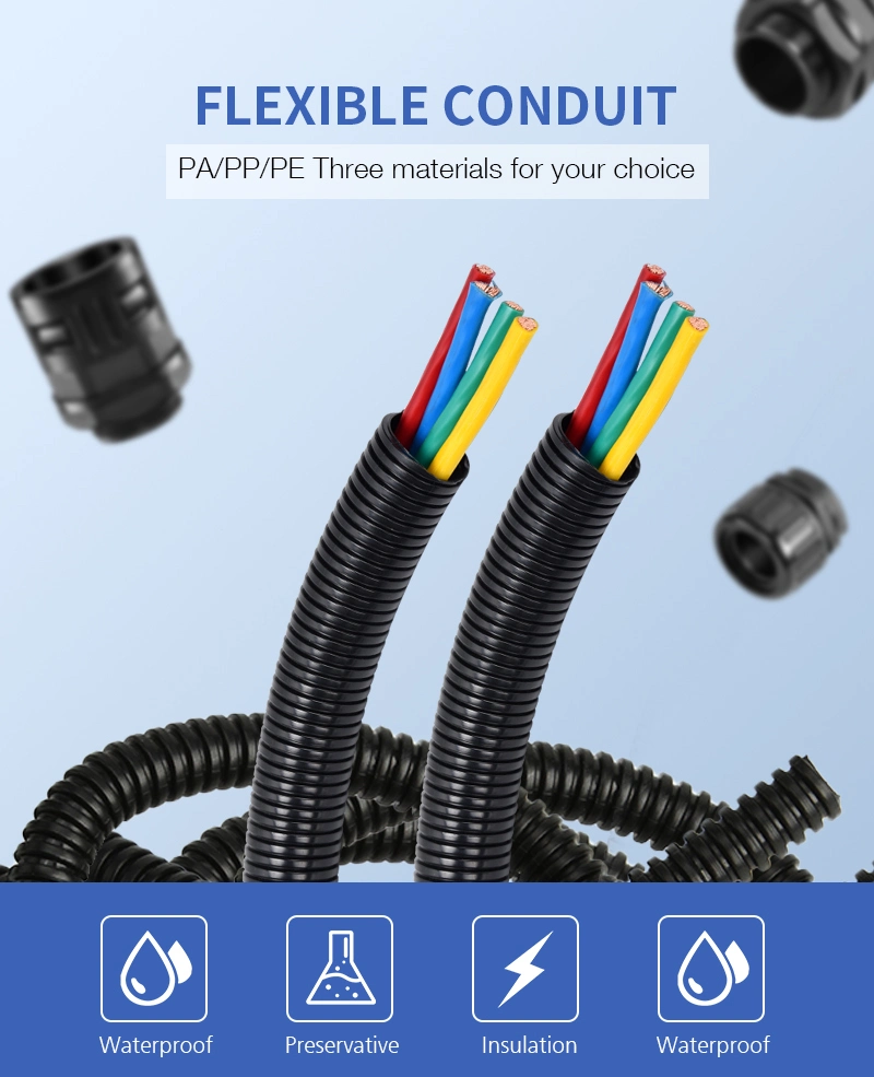 PA6 PP PE Electrical Flexible Corrugated Plastic Rubber Hose Conduit Tube Hot Selling