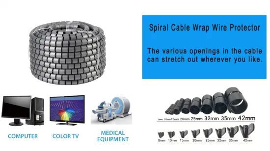 20mm Flexible Tubing PE Spiral Wire Wrap for Cable Management and Tidy